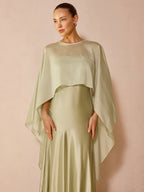 Sheer Capelet and Cami Two-Piece Dress Set