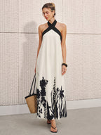 Floral Print Halter Midi Dress