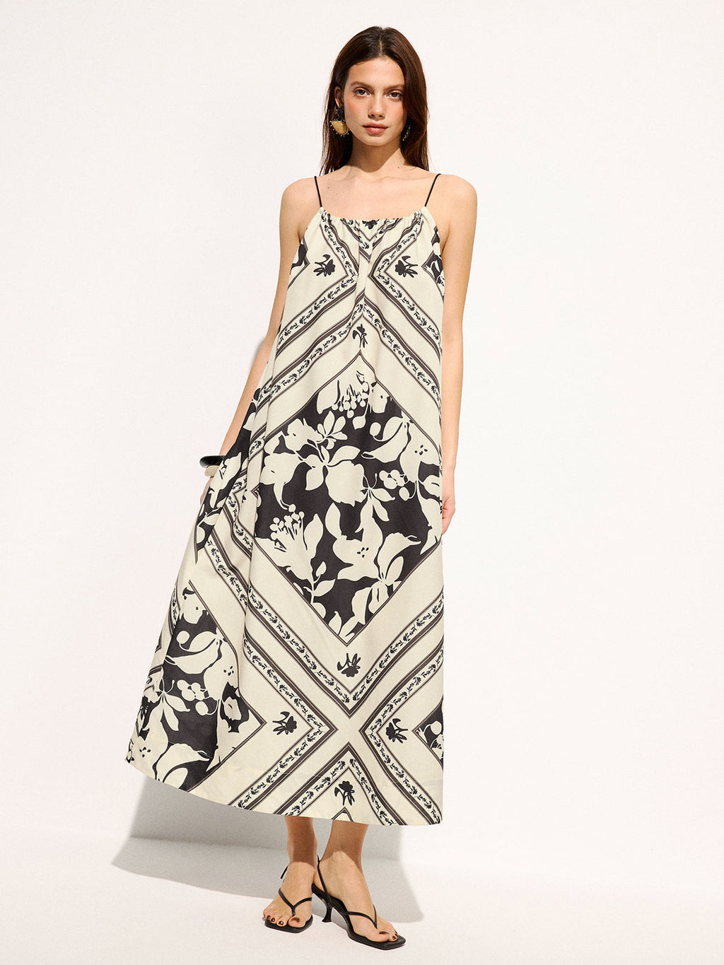 Floral Cami Maxi Dress with Large Print Patterns