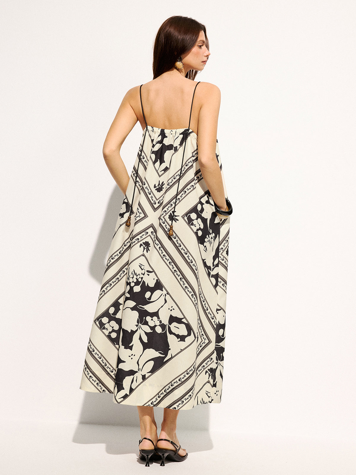Floral Cami Maxi Dress with Large Print Patterns