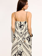 Large Floral Pattern Cami-Style Maxi Dress