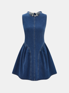 Sleeveless Denim Dress with Open Back, Mini Length