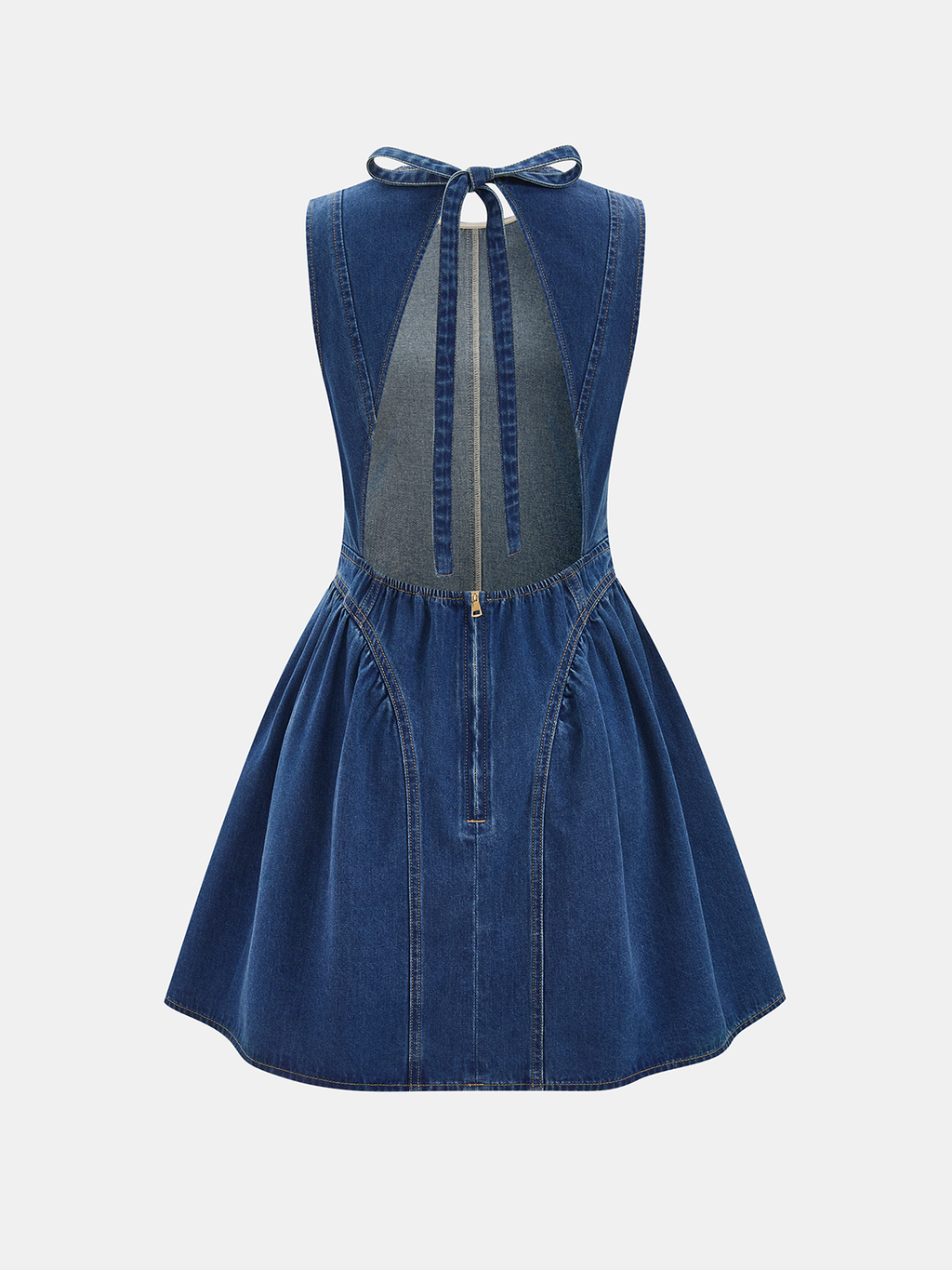 Sleeveless Denim Dress with Open Back, Mini Length