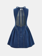 Sleeveless Denim Dress with Open Back, Mini Length
