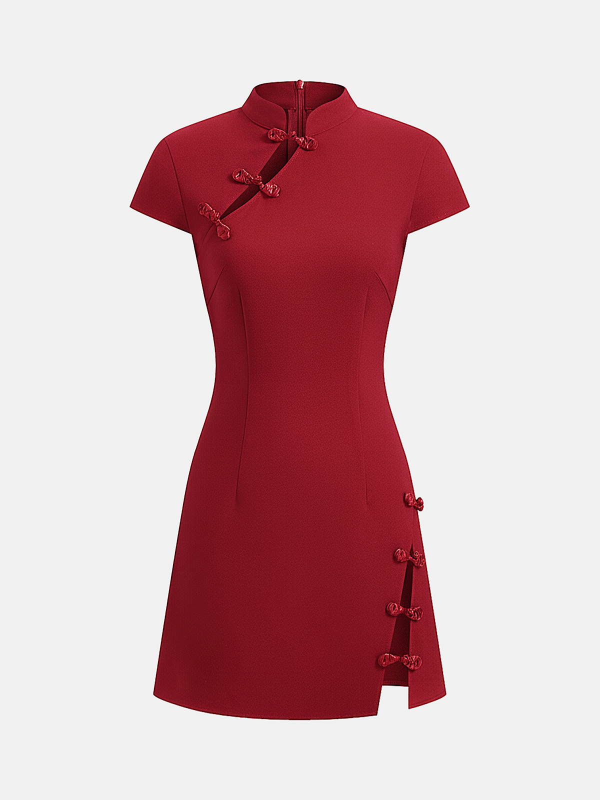 Mandarin Collar Dress with Traditional Frog Buttons