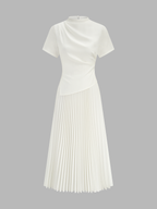 Short Sleeve Maxi Dress with Pleated Design