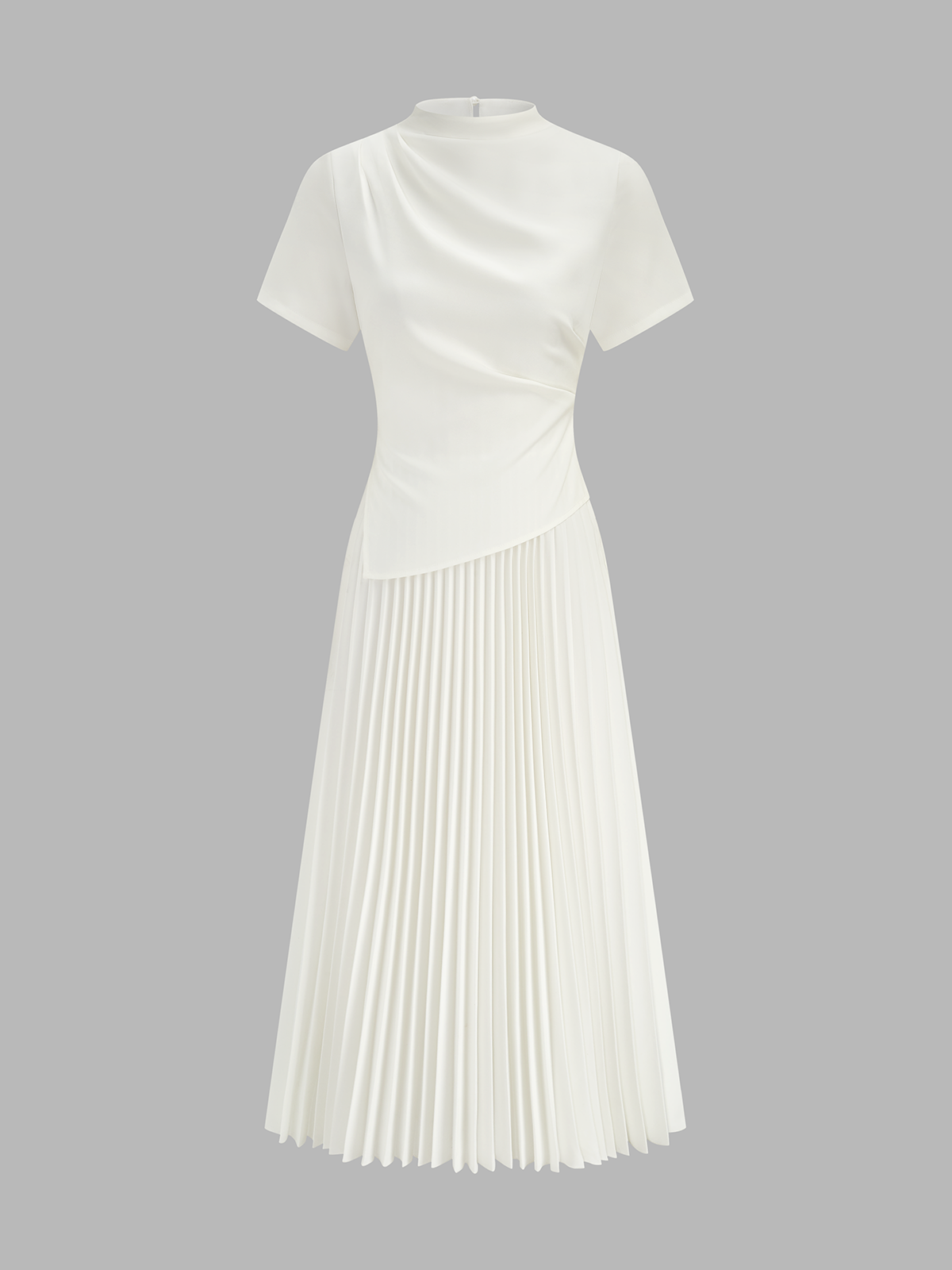 Short Sleeve Maxi Dress with Pleated Design