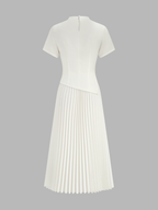 Short Sleeve Maxi Dress with Pleated Design