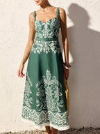 Baroque Floral Cami Maxi Dress with Belt