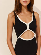 Contrast Trim Maxi Dress with Cut Out Details