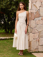 Polka Dot Maxi Dress with Cami Cutouts