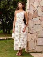 Polka Dot Maxi Dress with Cami Cutouts