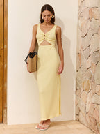Sleeveless Maxi Dress with Side Slits and Cutouts