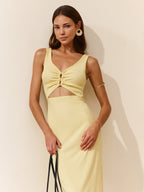 Sleeveless Maxi Dress with Side Slits and Cutouts