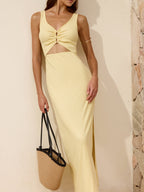 Sleeveless Maxi Dress with Side Slits and Cutouts