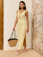 Sleeveless Maxi Dress with Side Slits and Cutouts
