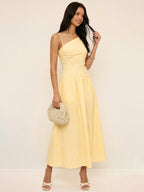 Striped Asymmetric Cami Dress with Cut-Out Detail