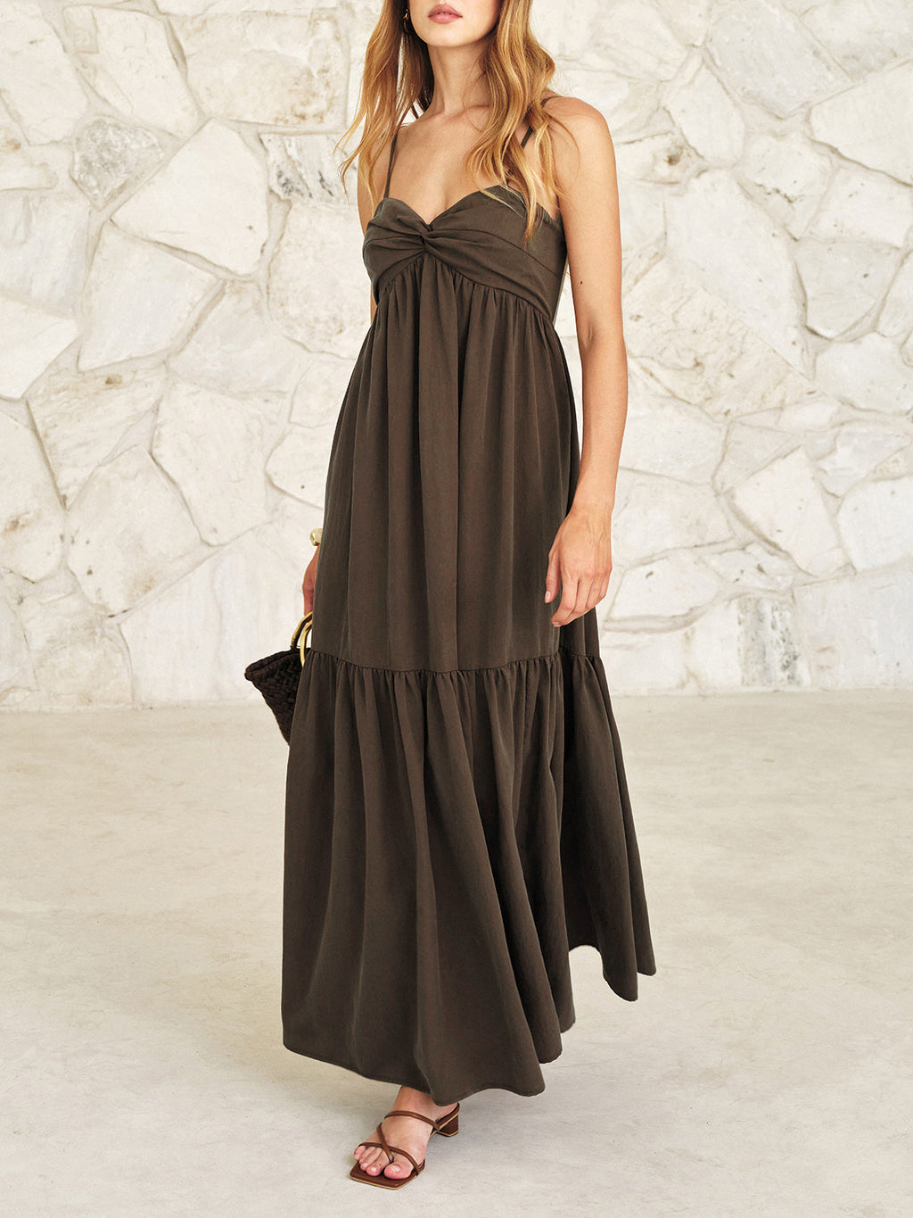 Front Twist Cami Style Maxi Dress