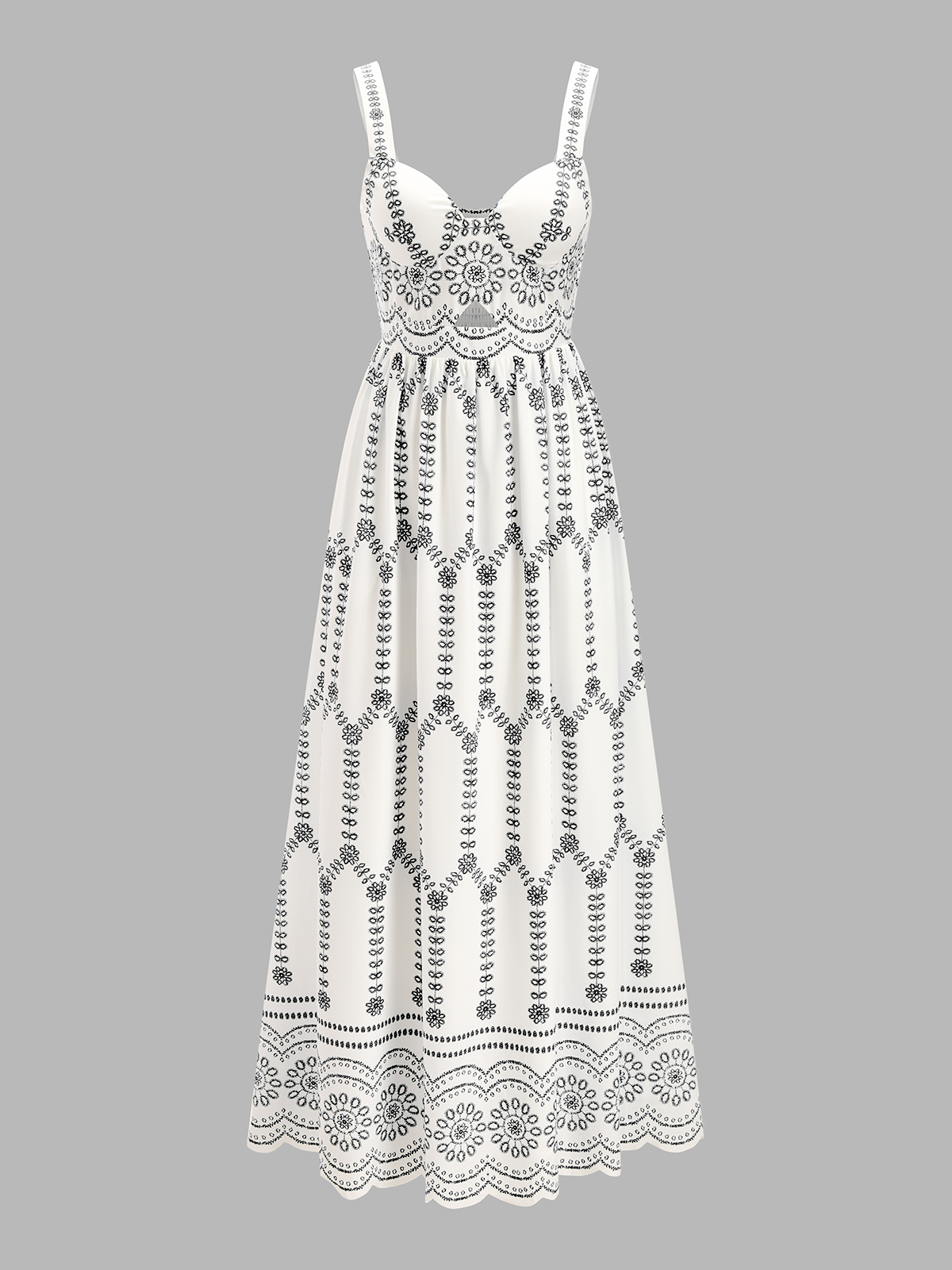 Boho Maxi Dress with Floral Print and Cut-Outs