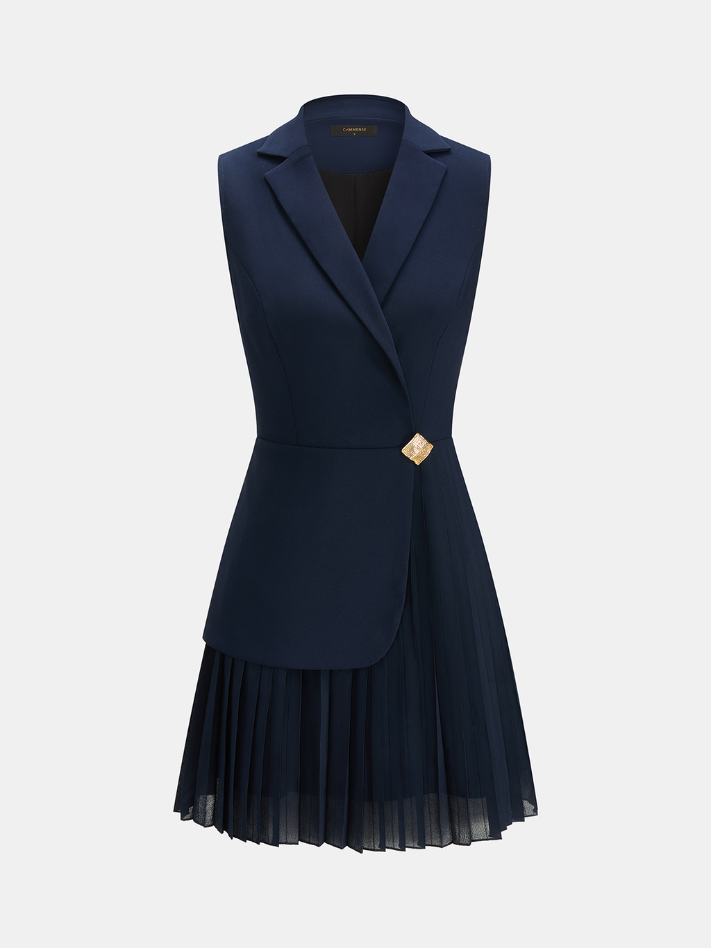 Chic Sleeveless Mini Dress with Blazer-Style Pleats