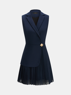 Chic Sleeveless Mini Dress with Blazer-Style Pleats
