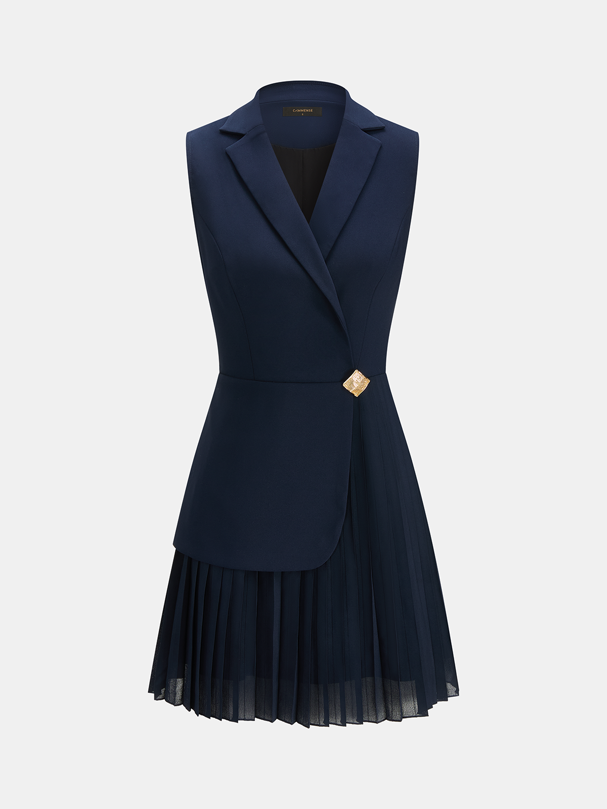 Chic Sleeveless Mini Dress with Blazer-Style Pleats