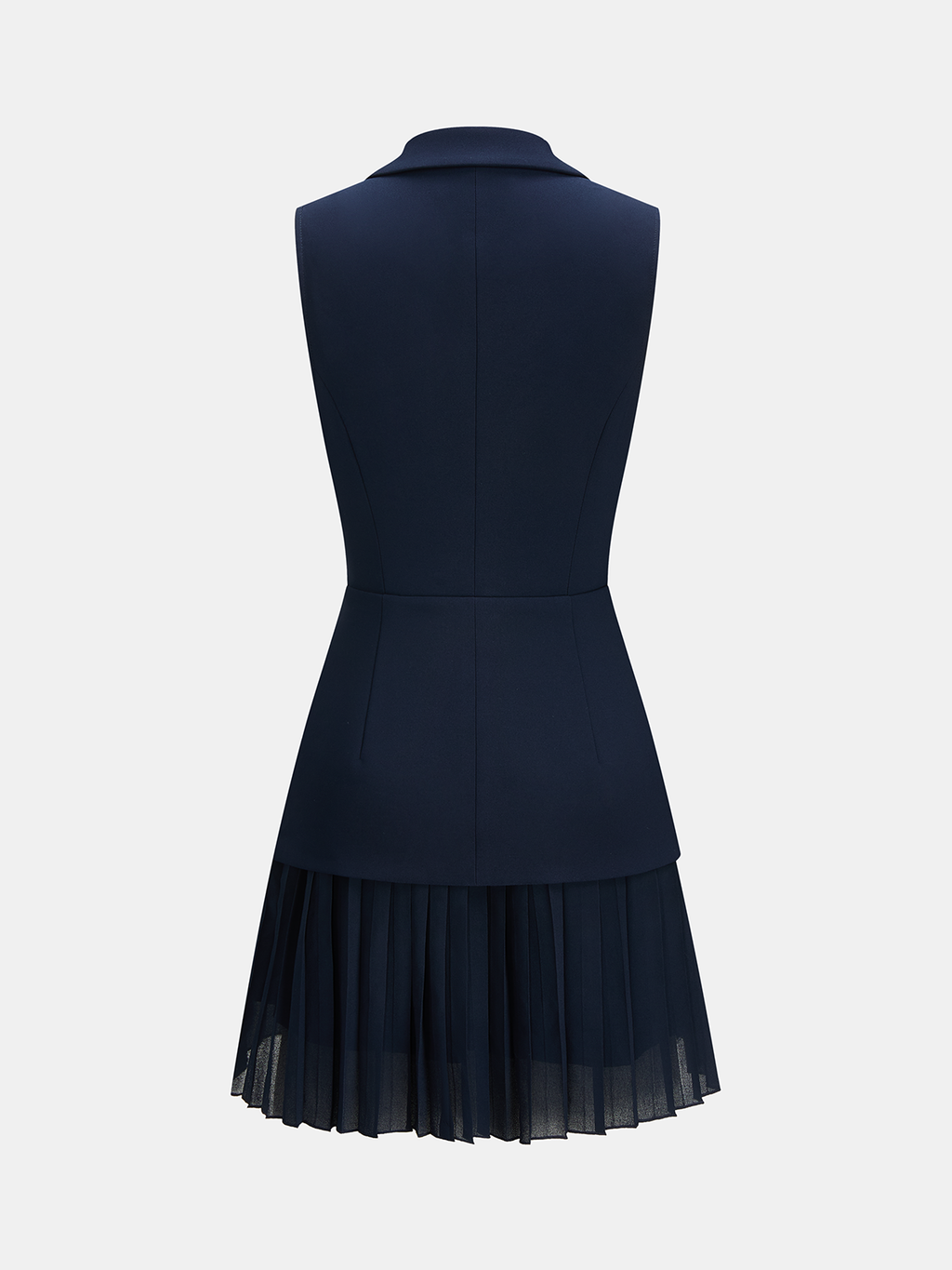 Chic Sleeveless Mini Dress with Blazer-Style Pleats