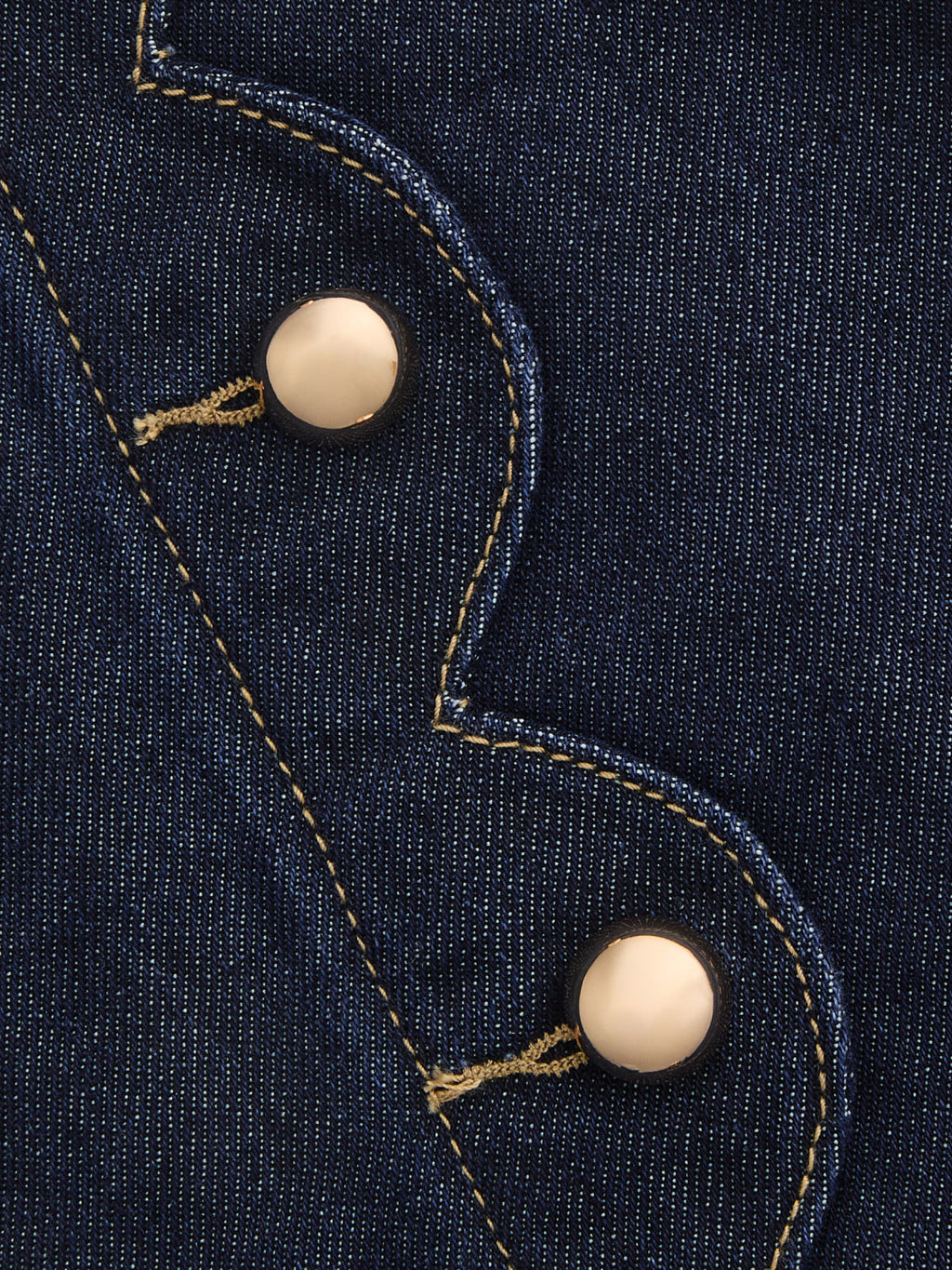 Button-Front Sleeveless Denim Mini Dress with Scallop Detail