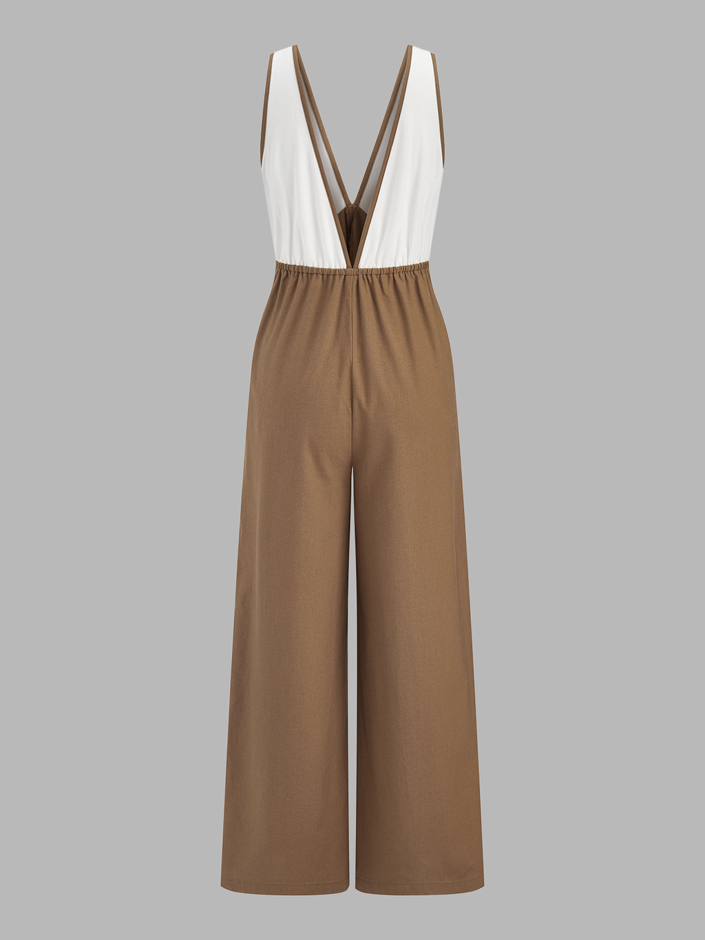 Color-Block Wide Leg Jumpsuit in Cotton Linen