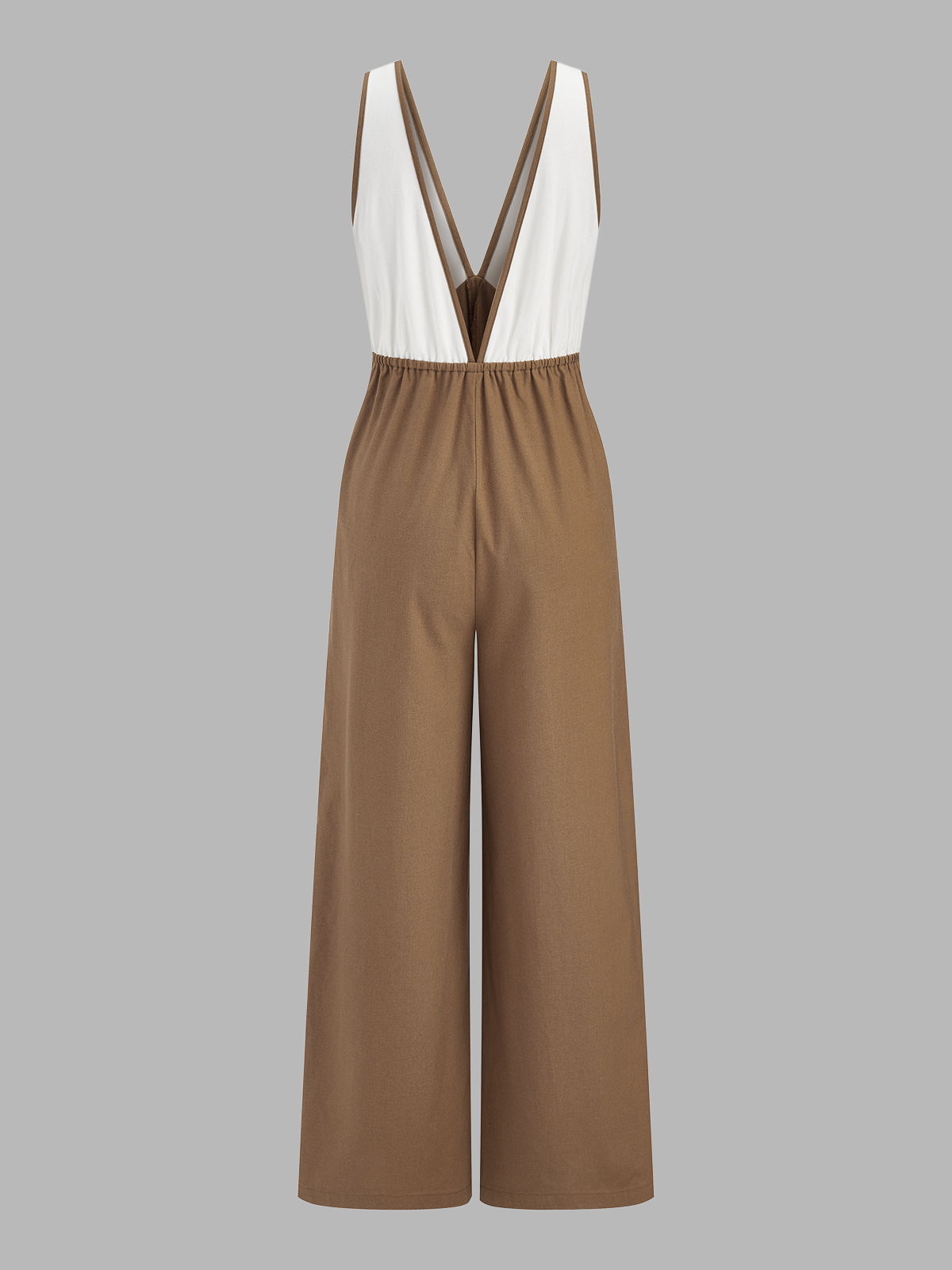 Color-Block Wide Leg Jumpsuit in Cotton Linen