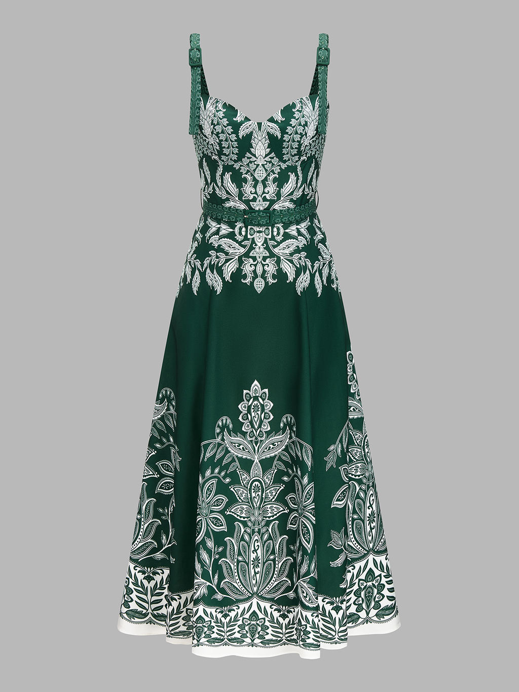 Belted Maxi Dress with Baroque Floral Cami Design