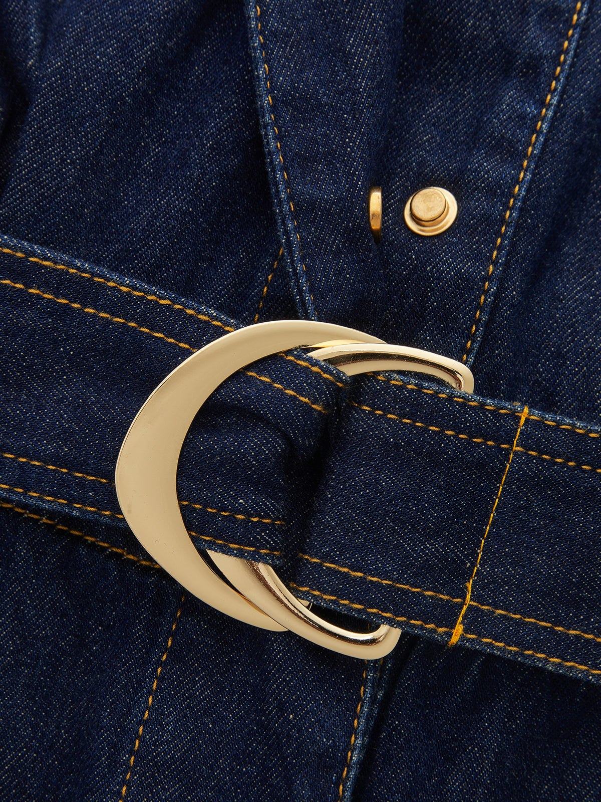 Epaulet Belted Denim Romper with Sleeveless Design