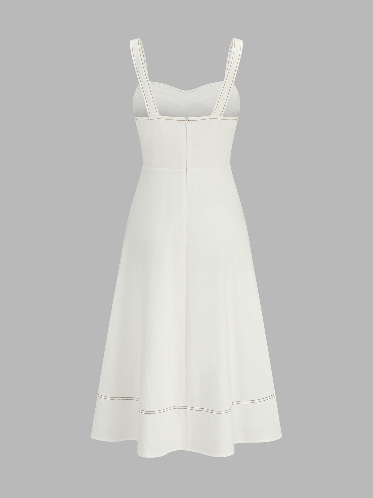 Contrast Stitch Midi Cami Dress with Button Details