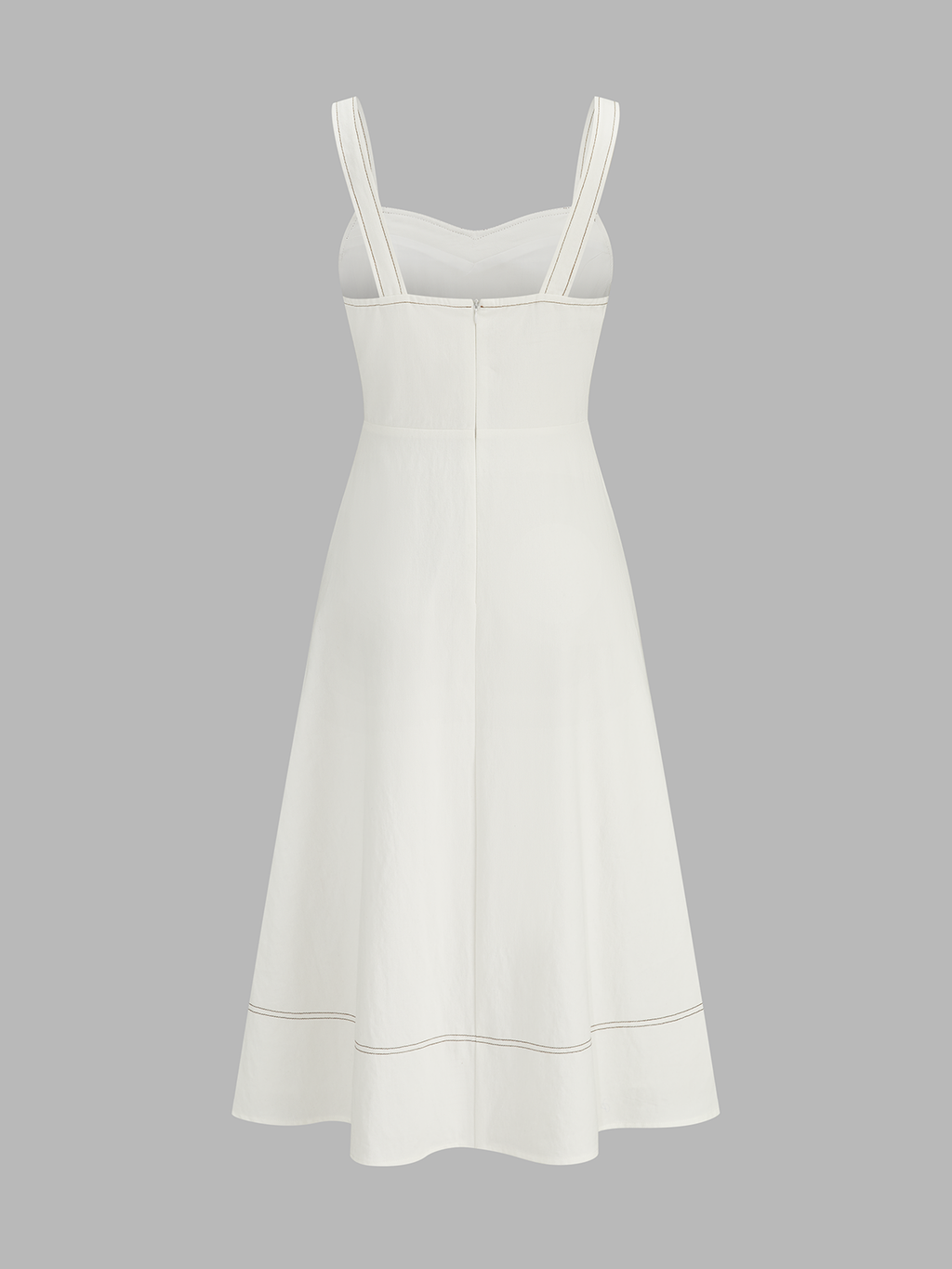 Contrast Stitch Midi Dress with Buttoned Front Cami