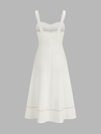 Contrast Stitch Midi Dress with Buttoned Front Cami