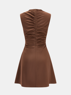 Sleeveless Cowl Neck Satin Mini Dress
