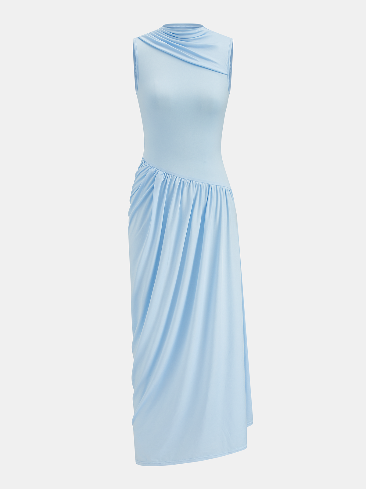 Asymmetrical Maxi Dress with Removable Cape and Draping