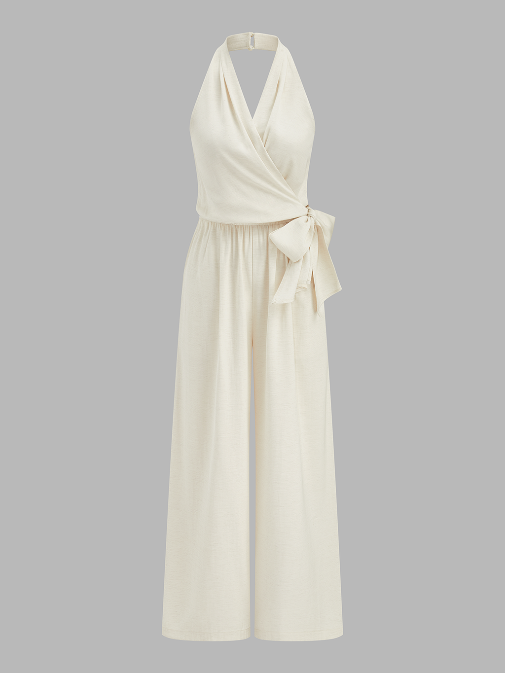 Halter Neck Jumpsuit with Tie Waist and Wide Legs