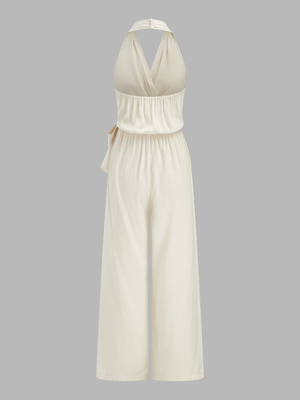 Halter Neck Jumpsuit with Tie Waist and Wide Legs