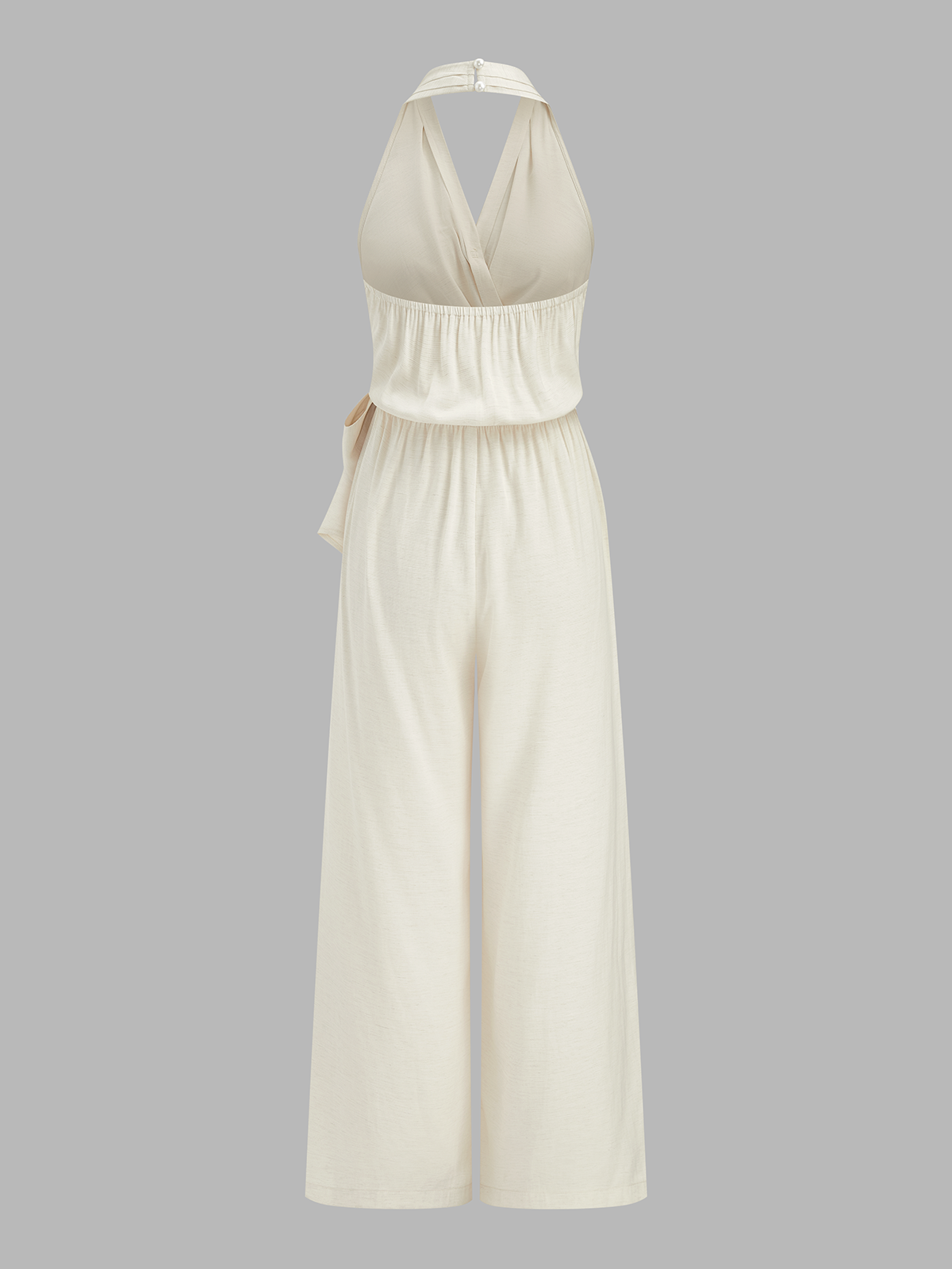 Halter Neck Jumpsuit with Tie Waist and Wide Legs