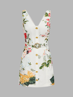 Floral Sleeveless Dress with Belt Mini Design