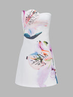 Strapless Floral A-Line Mini Dress