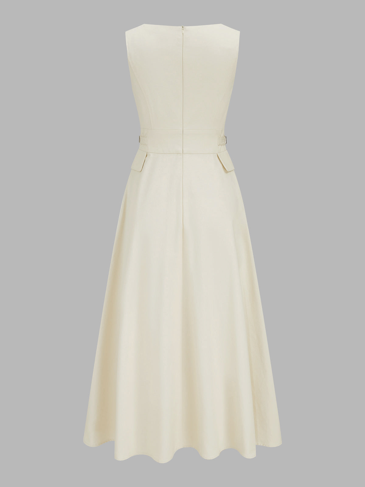 Adjustable Buckle Waist Sleeveless Maxi Dress