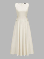Adjustable Buckle Waist Sleeveless Maxi Dress