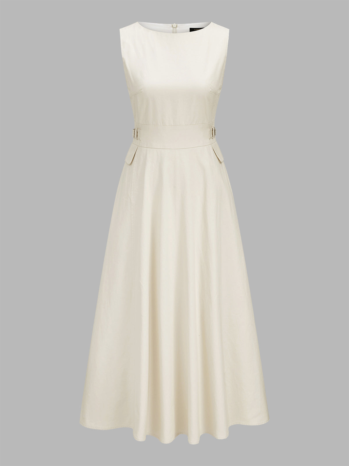 Adjustable Buckle Waist Sleeveless Maxi Dress