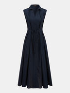 Sleeveless Cotton Linen Blend Casual Midi Dress