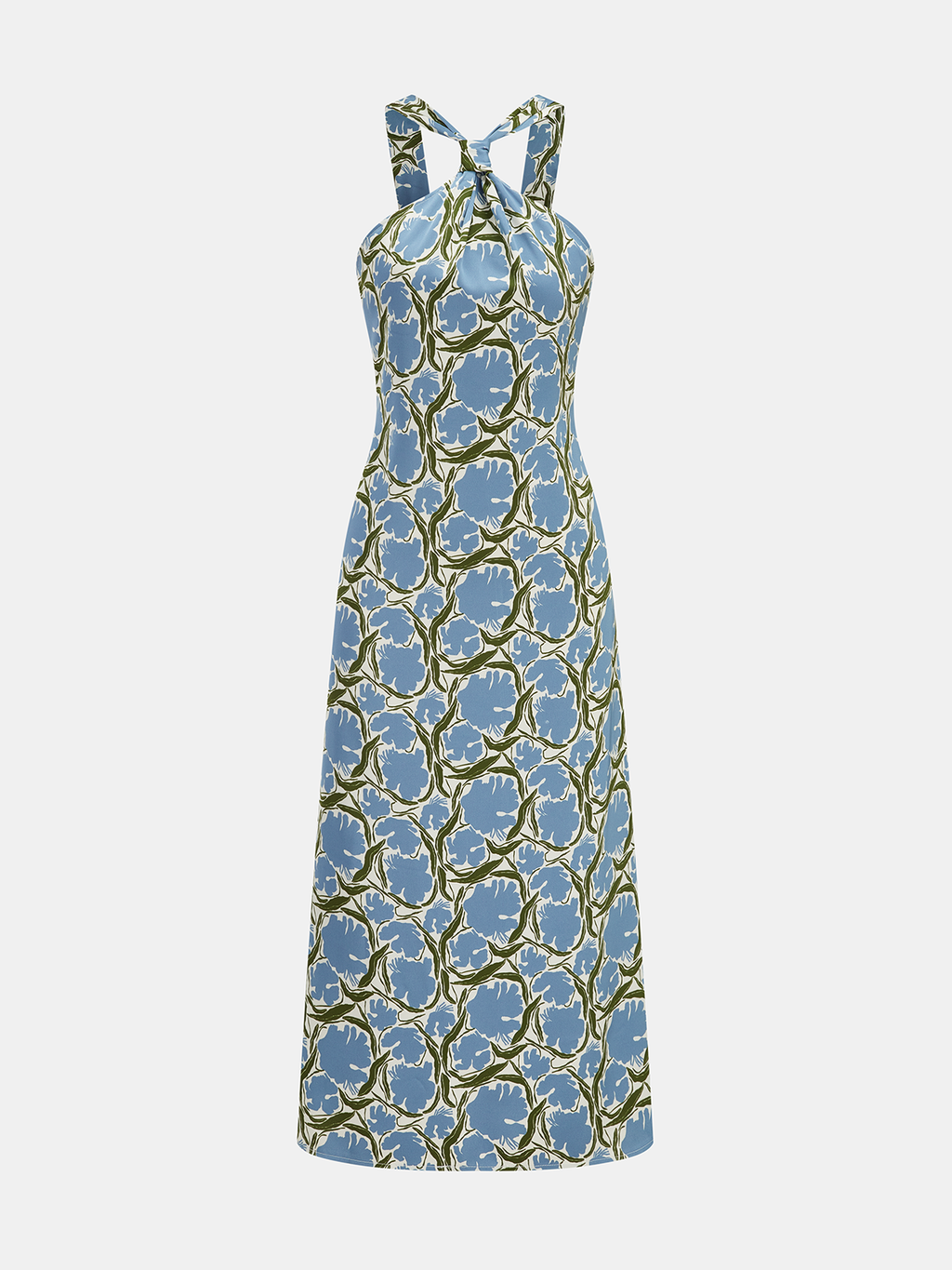 Floral Halter Midi Dress with Neck Detail