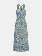 Floral Halter Midi Dress with Neck Detail