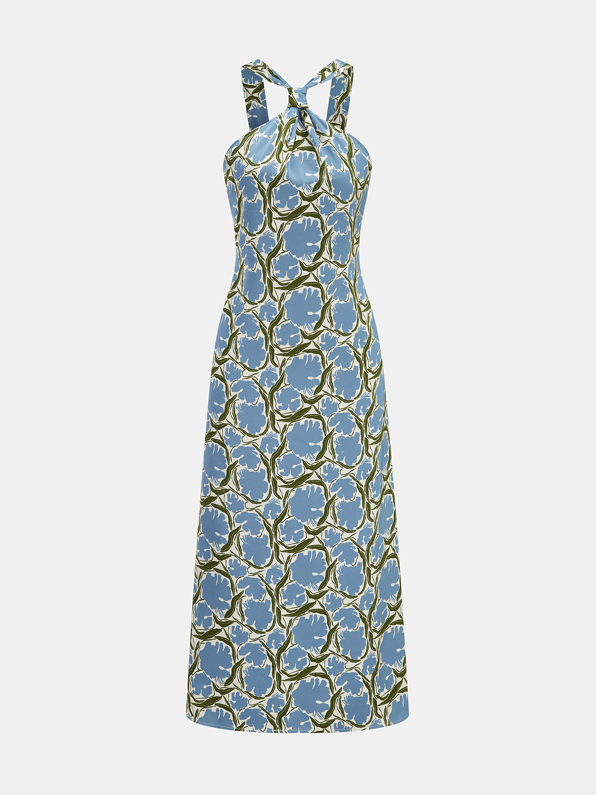 Floral Halter Midi Dress with Neck Detail