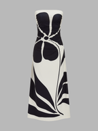 Elegant Strapless Dress with Delicate Floral Pattern